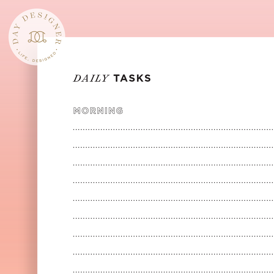 8-1/2 x 11 printable page for daily tasks