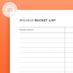 Free Holiday Bucket List Printable