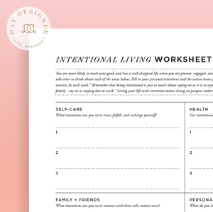 Free Intentional Living Worksheet