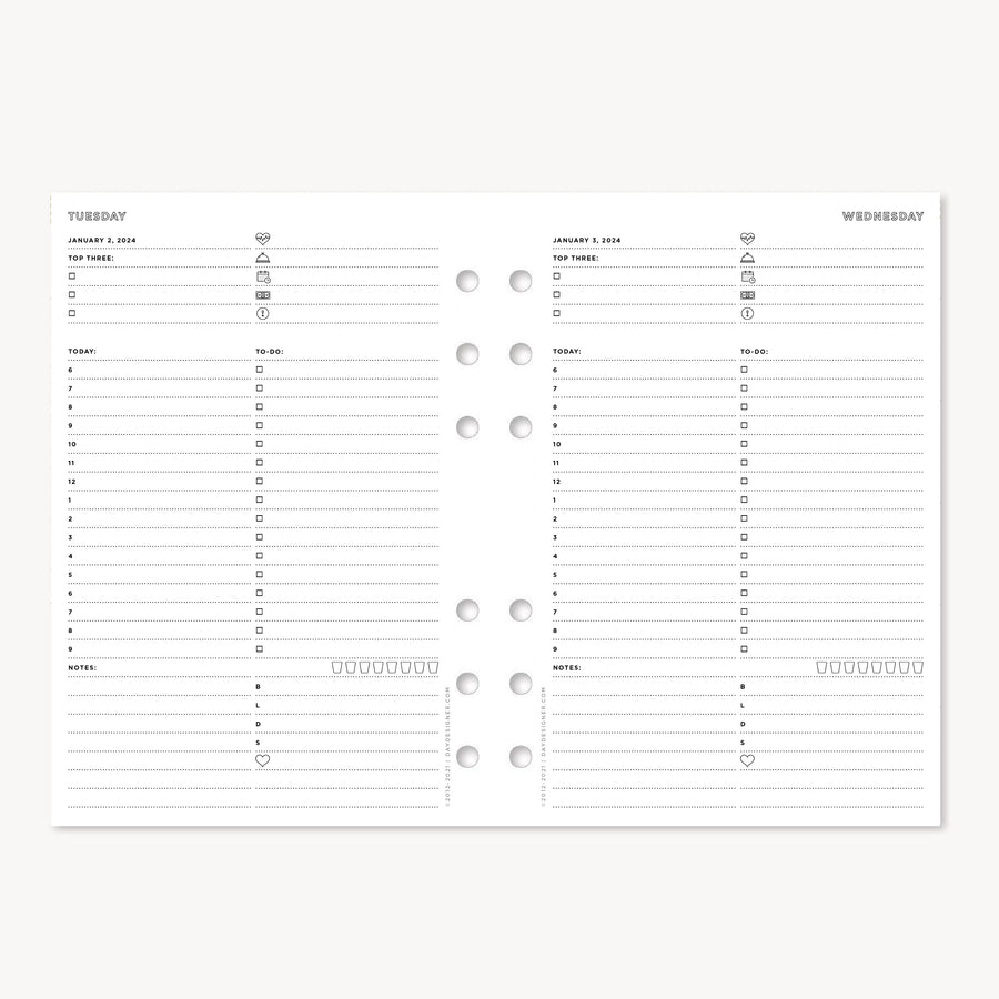 Hourly/daily Planner Inserts for A5 Planners