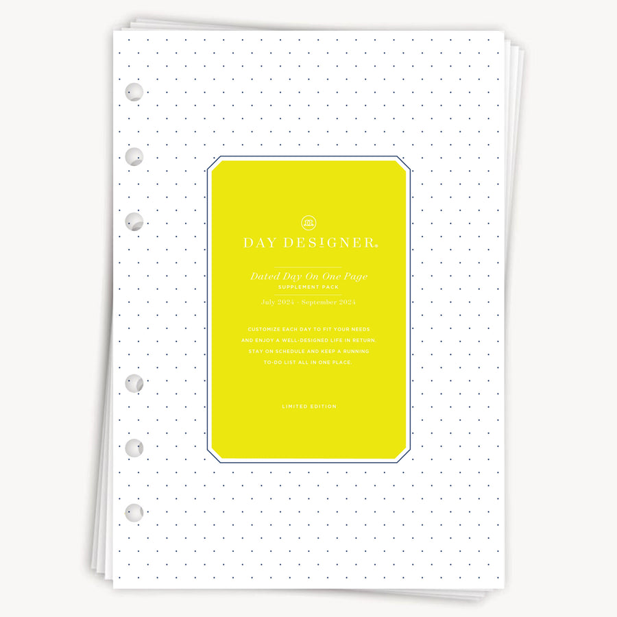 Quarterly A5 Planner Inserts: Dated Day on One Page (Q3 2024: July - September 2024)