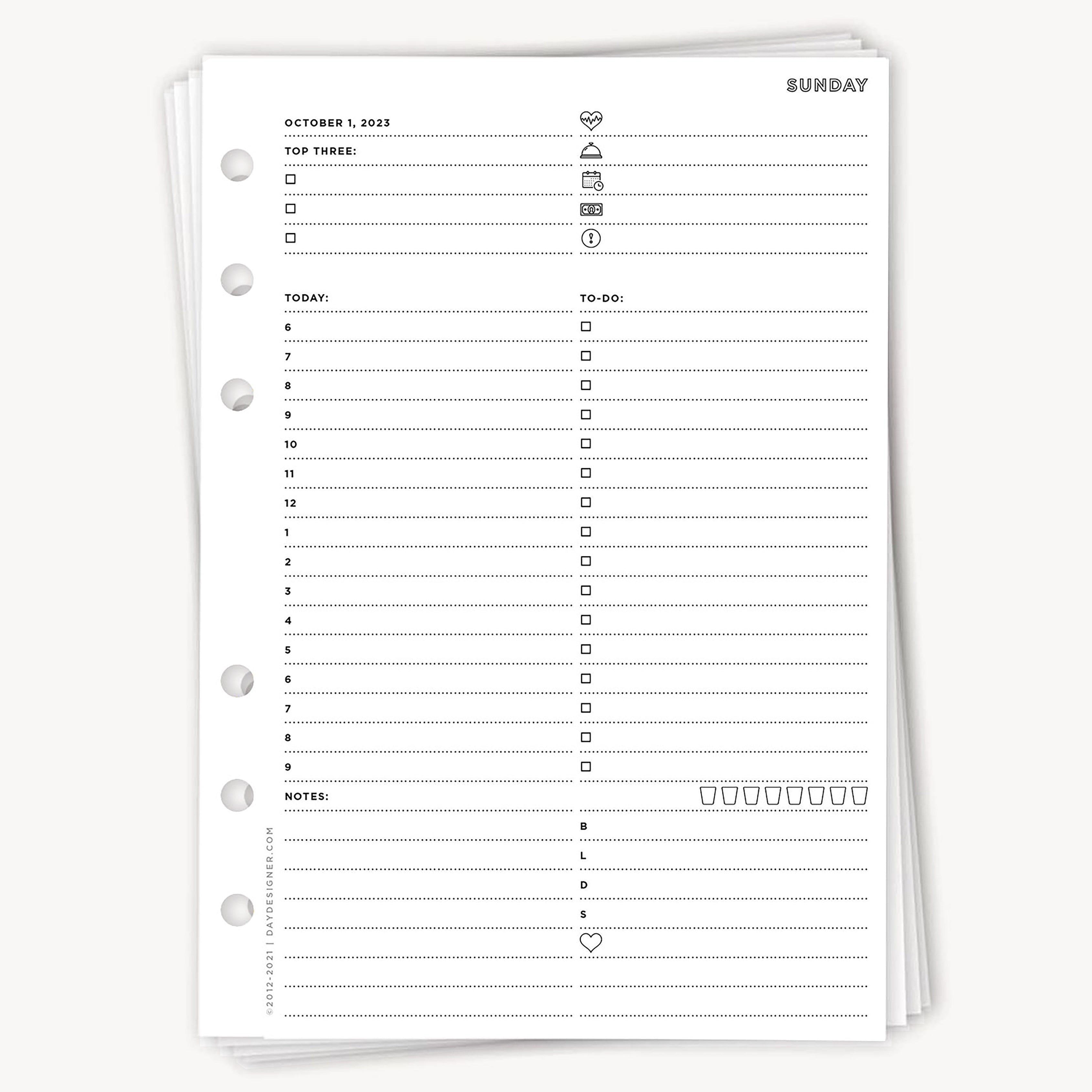 Quarterly A5 Planner Inserts: Dated Day on One Page (Q4 2023: October - December 2023)