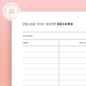 Free Thank You Note Tracker Printable