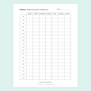 Free Time Blocking Schedule Printable