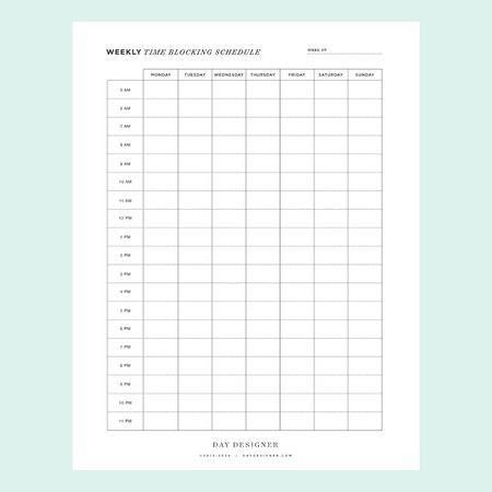 Free Time Blocking Schedule Day Designer