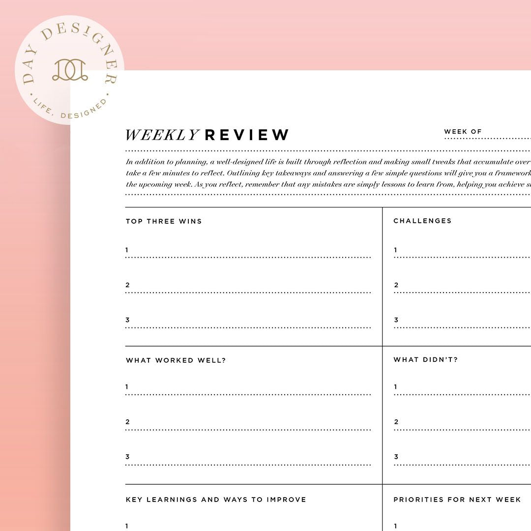 Free Weekly Review Template Printable Day Designer