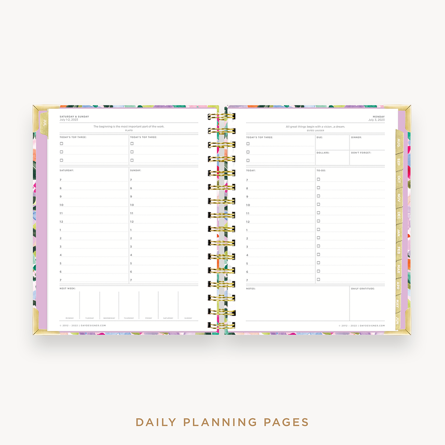 Day Designer's 2023 Daily Mini Planner Blurred Spring with daily planning page.