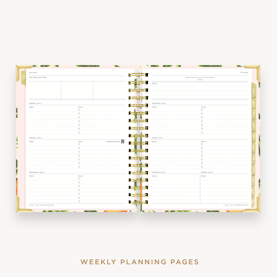 Day Designer's 2023-24 Weekly Planner Orange Blossom with weekly planning page.