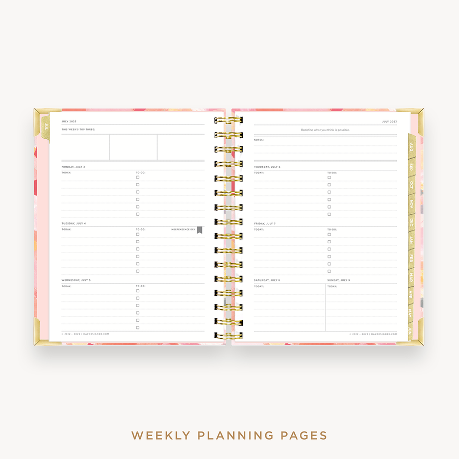Day Designer's 2023 Weekly Mini Planner Sunset with weekly planning page.