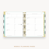 Day Designer's 2023 Weekly Mini Planner Black Stripe with weekly planning page.