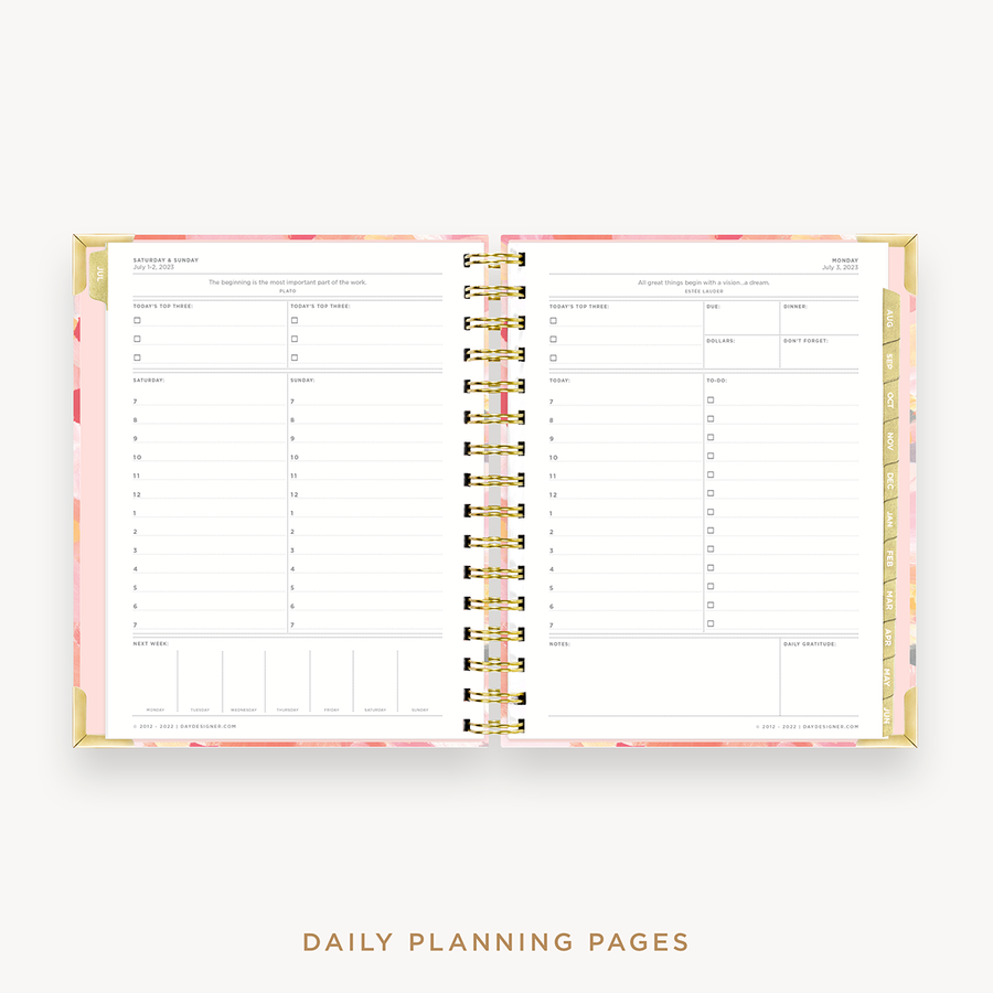 Day Designer's 2023 Daily Mini Planner Sunset with daily planning page.