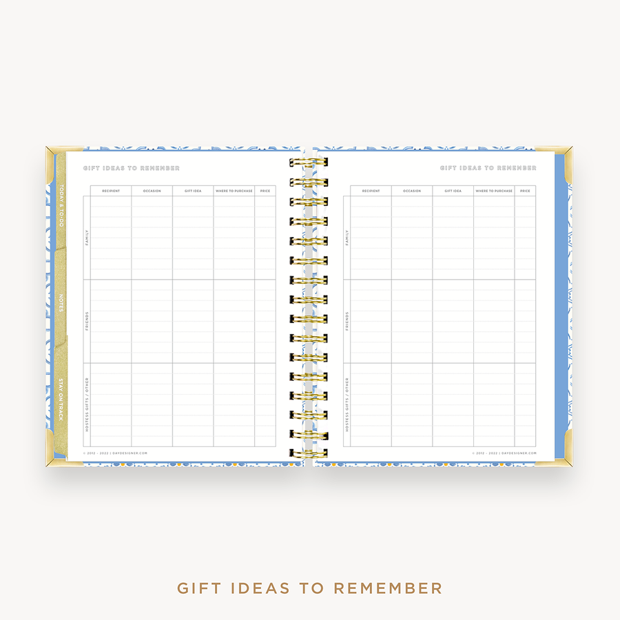 Day Designer's 2023 Weekly Mini Planner Casa Bella with holiday gift planning page.