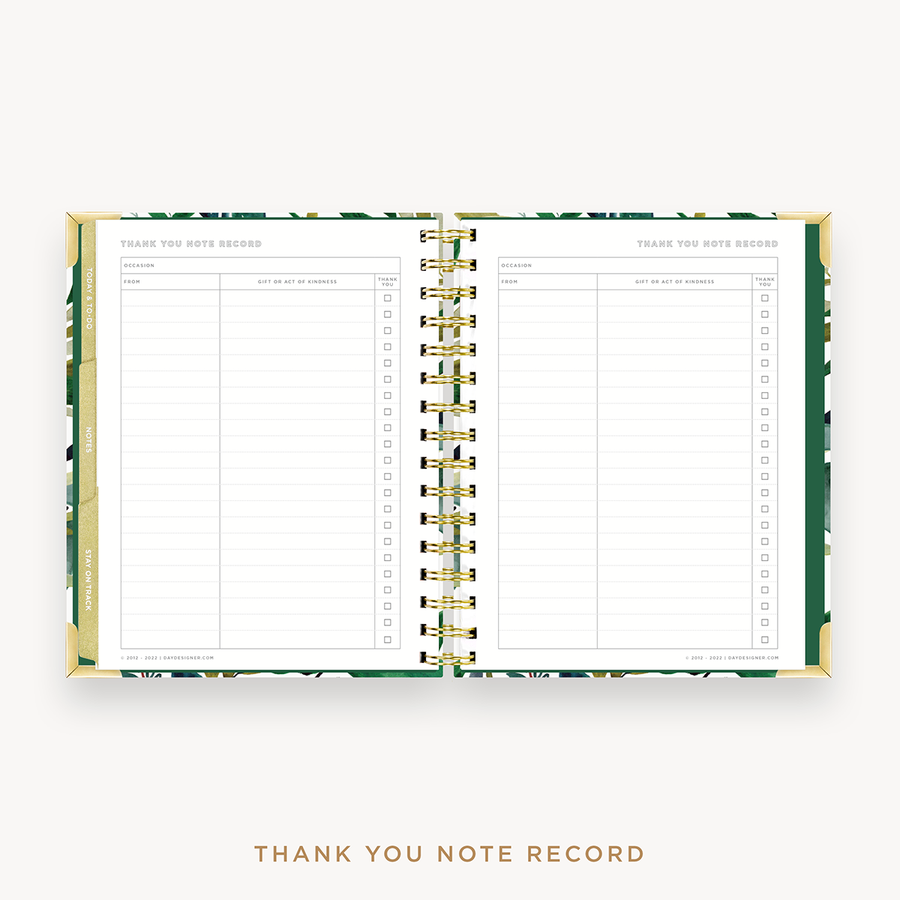 Day Designer's 2023 Weekly Mini Planner Bali with thank-you note recording page.