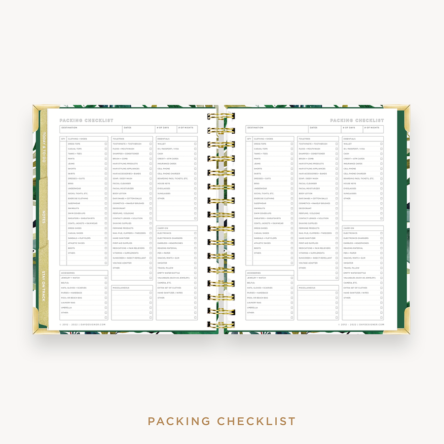 Day Designer's 2023 Weekly Mini Planner Bali with packing checklist page.