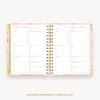 Day Designer's 2023 Weekly Mini Planner Sunset with entertainment checklist page.