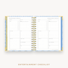 Day Designer's 2023 Weekly Mini Planner Casa Bella with entertainment checklist page.