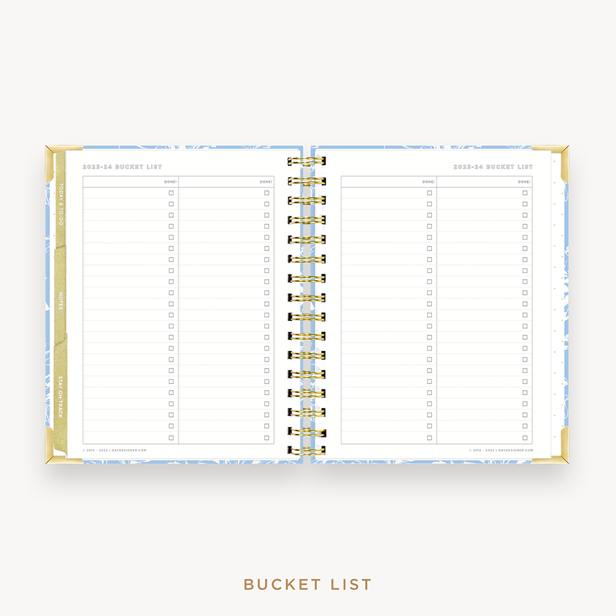 Day Designer's 2023 Weekly Mini Planner Annabel with 2023-2024 bucket list page.