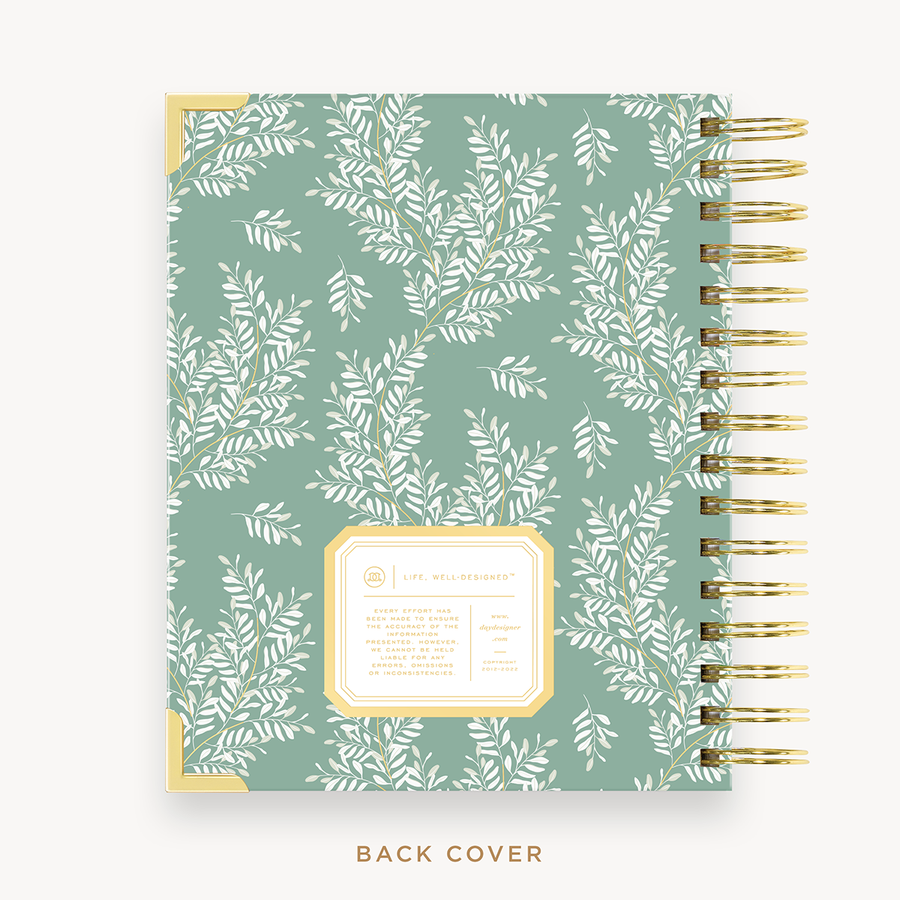Day Designer's 2023-24 Daily Mini Planner with Graceful back cover and gold spiral binding.