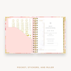 Day Designer's 2023 Daily Mini Planner Sunset with pocket sleeve and gold stickers.