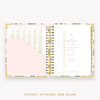 Day Designer's 2023-24 Weekly Planner Orange Blossom with pocket sleeve and gold stickers.