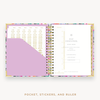Day Designer's 2023 Weekly Planner Blurred Spring with pocket sleeve and gold stickers.