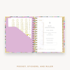Day Designer's 2023 Weekly Mini Planner Blurred Spring with pocket sleeve and gold stickers.