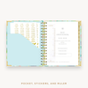 Day Designer's 2023-24 Daily Mini Planner Monet with pocket sleeve and gold stickers.