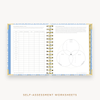 Day Designer's 2023 Weekly Mini Planner Casa Bella with self-assessment and values worksheet.