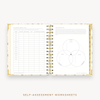 Day Designer's 2023-24 Daily Mini Planner Chic with self-assessment and values worksheet.