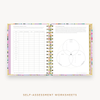 Day Designer's 2023 Weekly Mini Planner Blurred Spring with self-assessment and values worksheet.