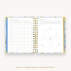 Day Designer's 2023-24 Daily Mini Planner Flutter with self-assessment and values worksheet.