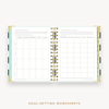 Day Designer's 2023 Daily Mini Planner Black Stripe with goals worksheet.