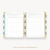 Day Designer's 2023 Weekly Mini Planner Black Stripe with goals worksheet.