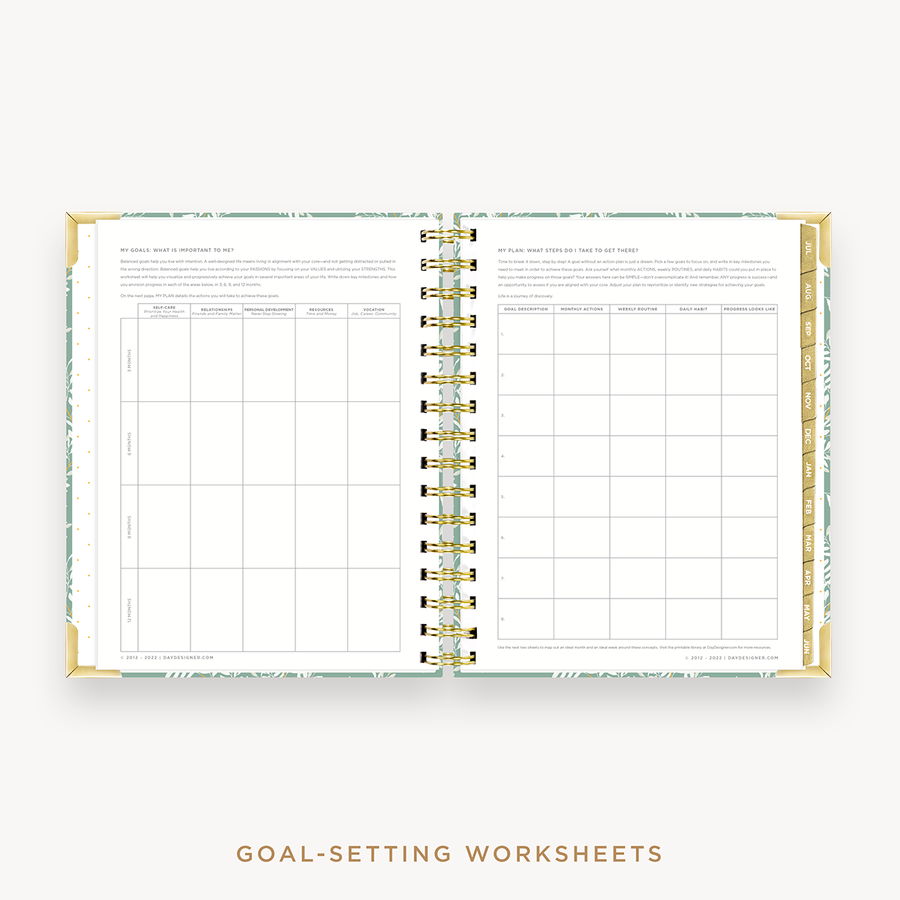 Day Designer's 2023-24 Daily Mini Planner Graceful with goals worksheet.