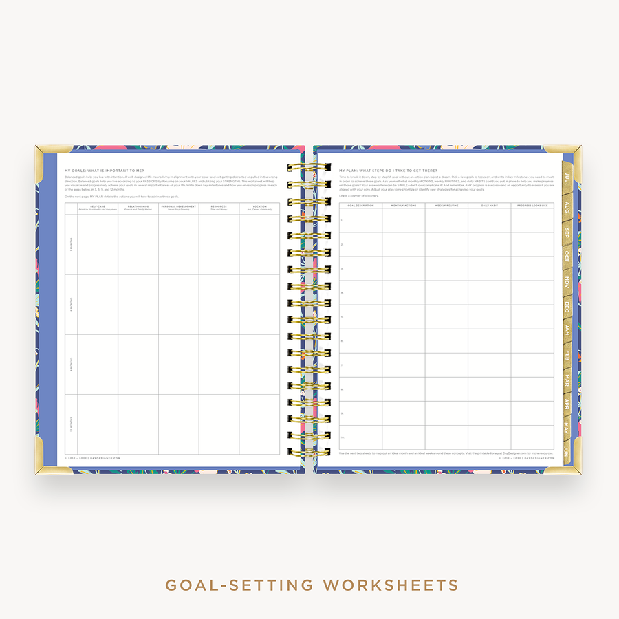Day Designer's 2023-24 Weekly Planner Wildflowers with goals worksheet.