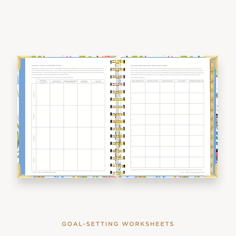Day Designer's 2023-24 Daily Mini Planner Flutter with goals worksheet.