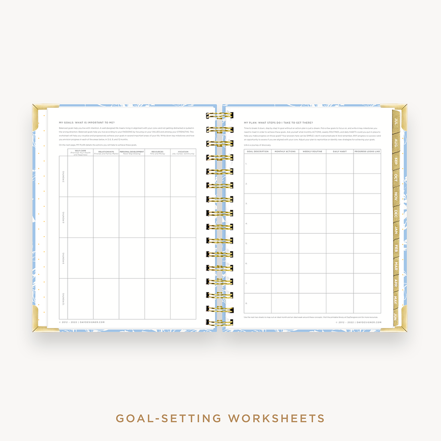 Day Designer's 2023 Daily Mini Planner Annabel with goals worksheet.