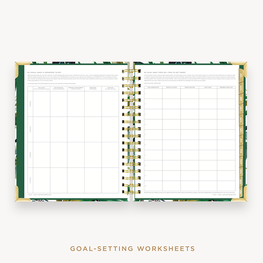Day Designer's 2023 Weekly Planner Bali with goals worksheet.