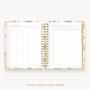 Day Designer's 2023-24 Weekly Planner Orange Blossom with ideal month and week worksheet.