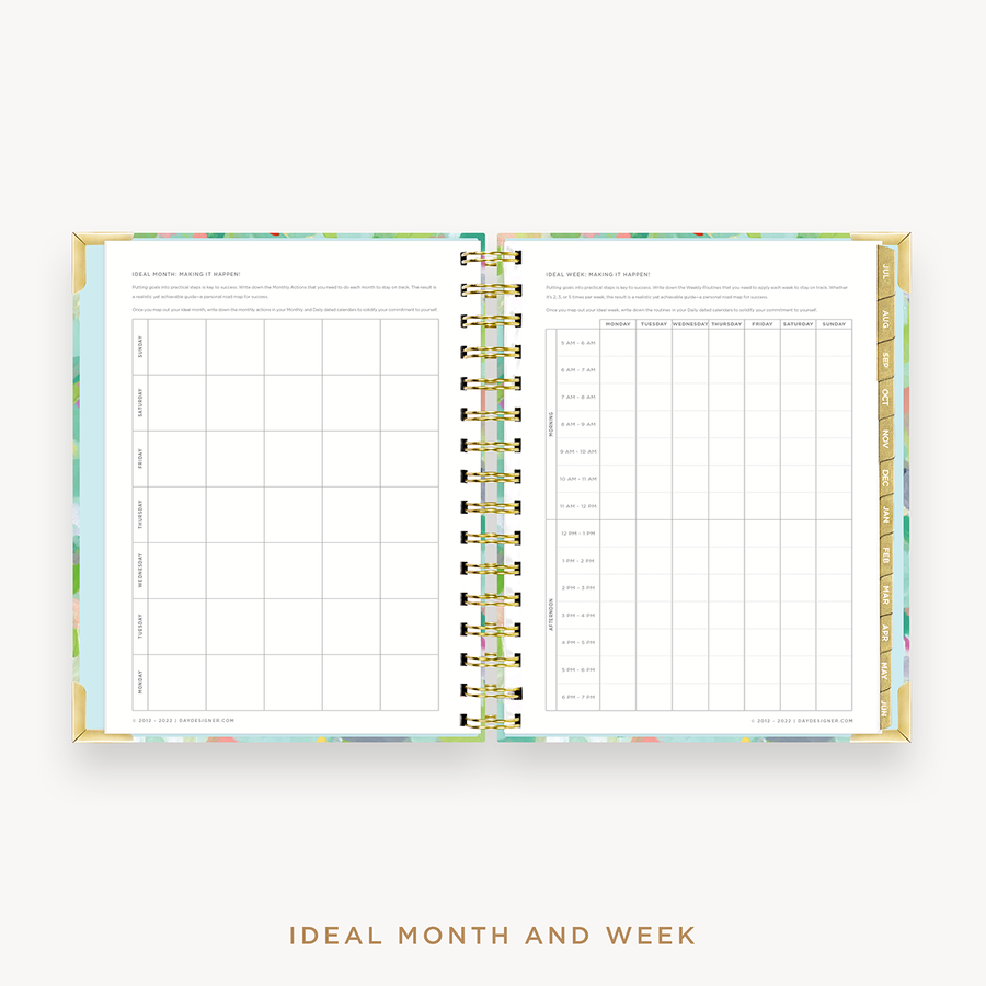 Day Designer's 2023-24 Daily Mini Planner Monet with ideal month and week worksheet.