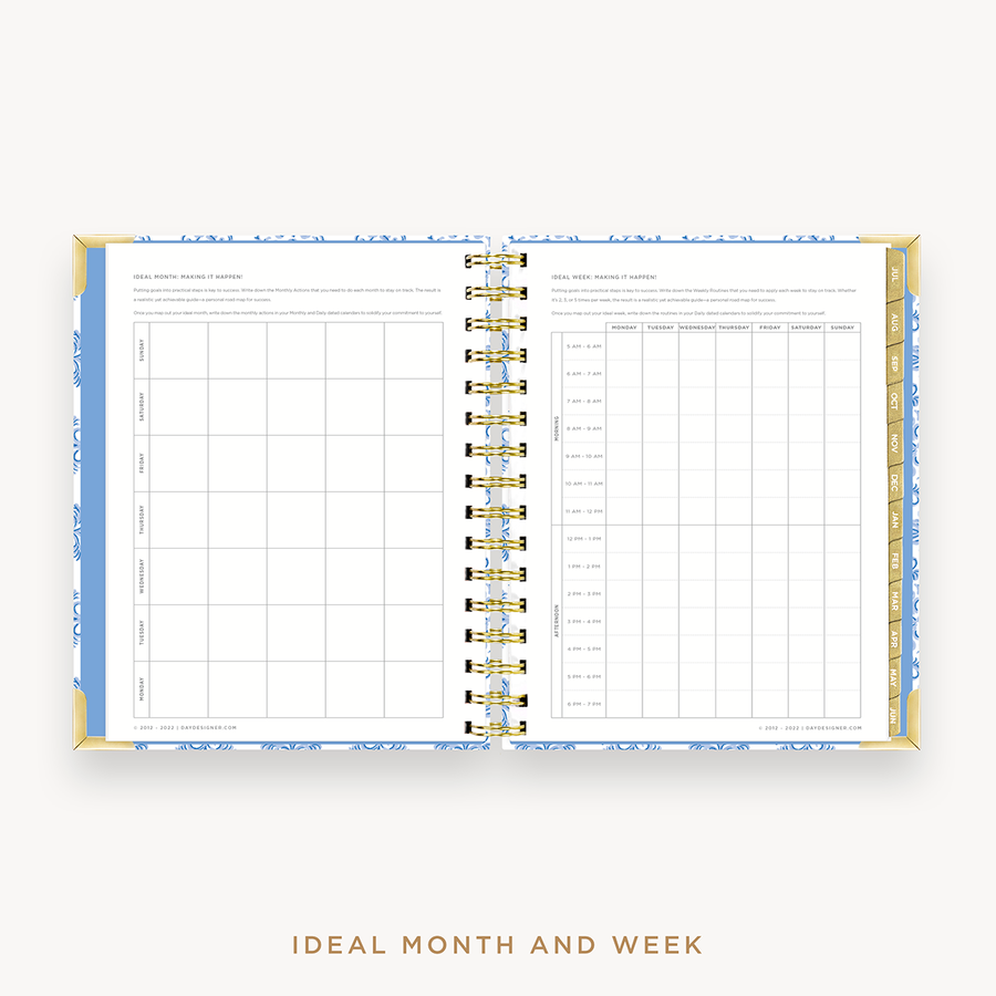 Day Designer's 2023-24 Daily Mini Planner Serenity Tile with ideal month and week worksheet.