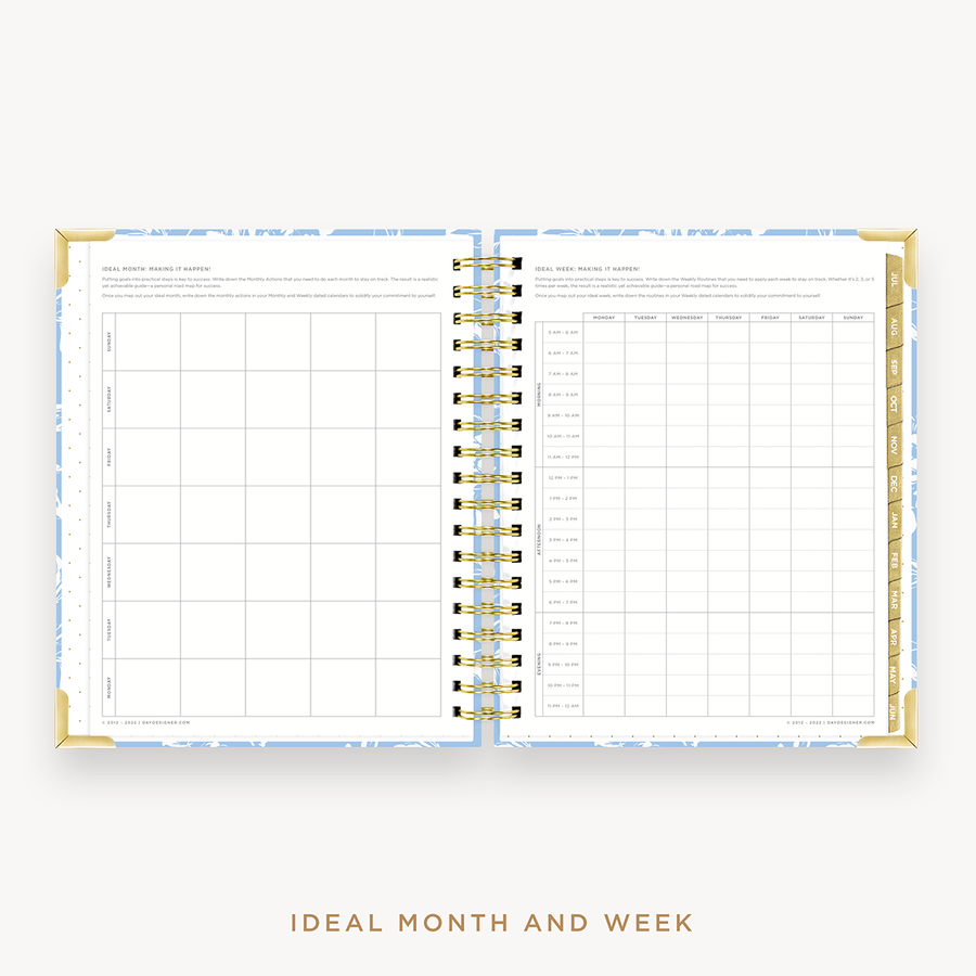 Day Designer's 2023 Weekly Planner Annabel with ideal month and week worksheet.