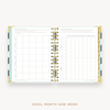 Day Designer's 2023 Weekly Mini Planner Black Stripe with ideal month and week worksheet.