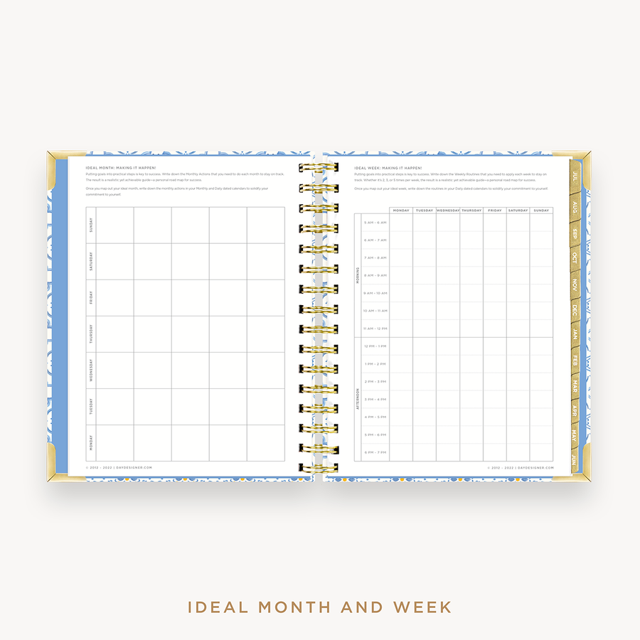 Day Designer's 2023 Weekly Mini Planner Casa Bella with ideal month and week worksheet.