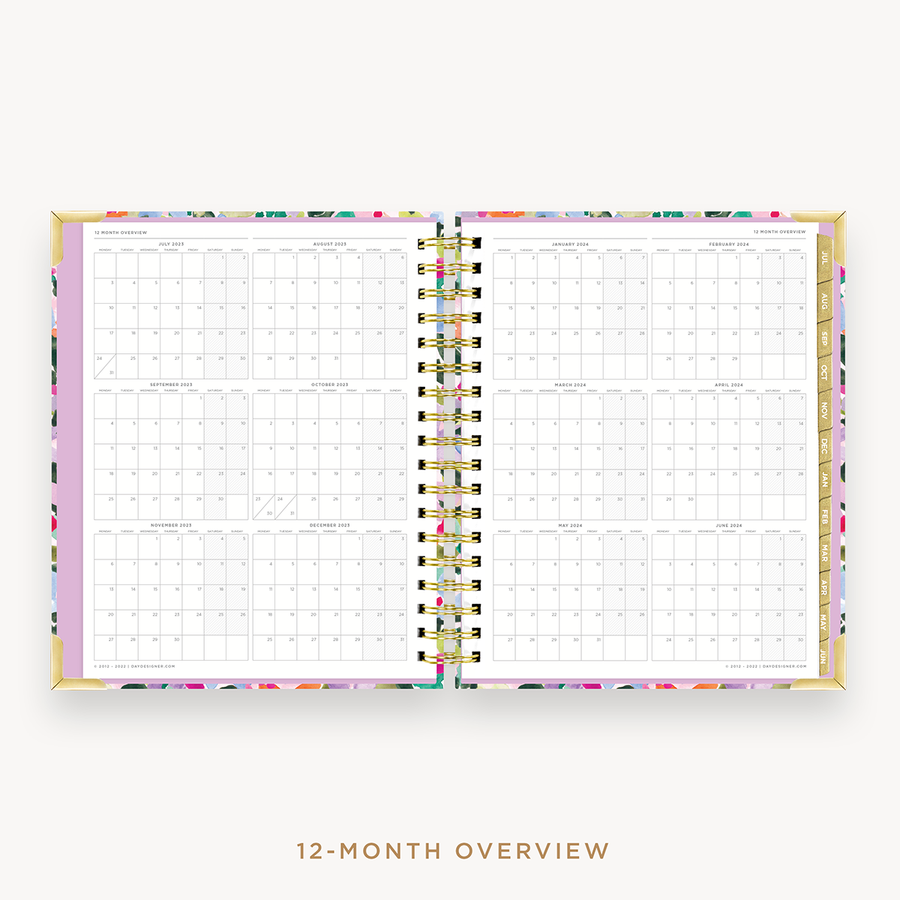 Day Designer's 2023 Weekly Planner Blurred Spring with a two-page spread of the 2023-2024 calendar year.
