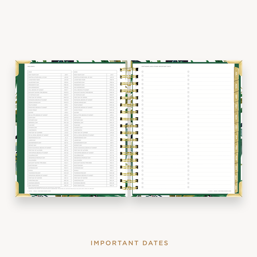 Day Designer's 2023 Weekly Planner Bali with dates for 2023-2024 Holiday's and birthday tracker.