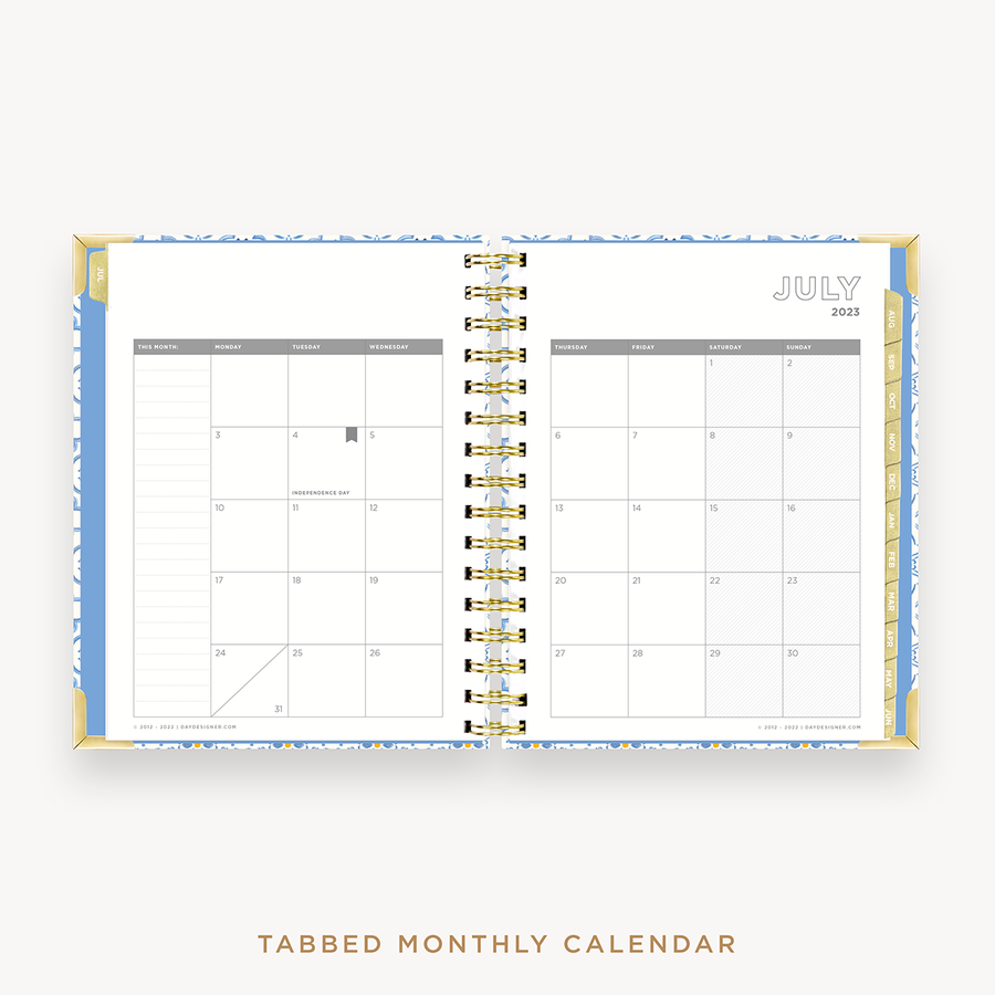 Day Designer's 2023 Daily Mini Planner Casa Bella with monthly calendar planning page.