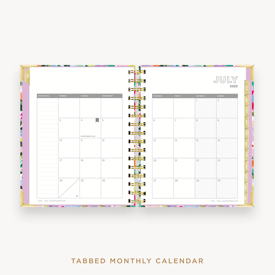 Day Designer's 2023 Weekly Mini Planner Blurred Spring with monthly calendar planning page.