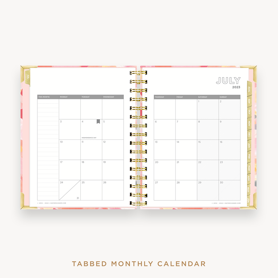 Day Designer's 2023 Weekly Mini Planner Sunset with monthly calendar planning page.