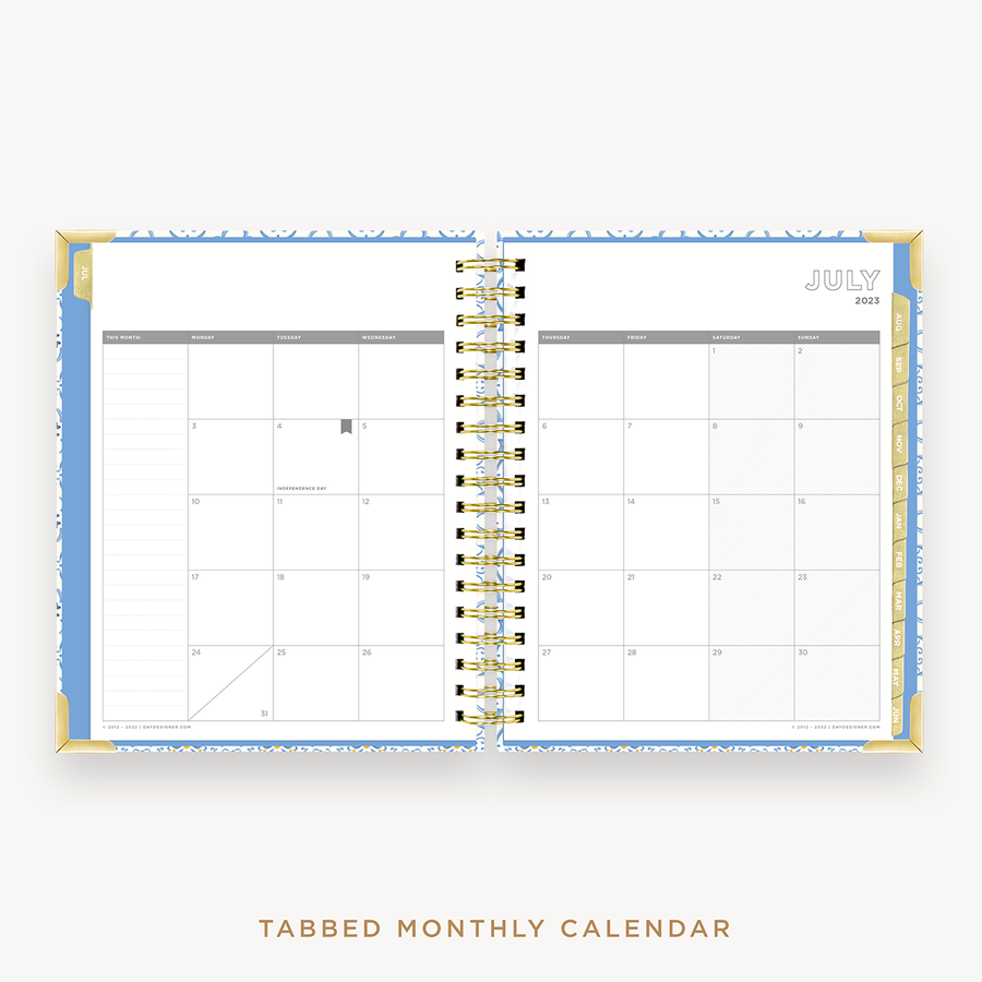 Day Designer's 2023 Weekly Planner Casa Bella with monthly calendar planning page.